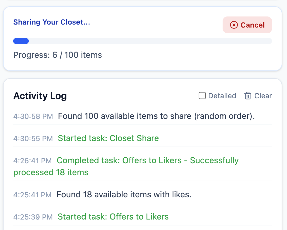 Detailed Activity Logs